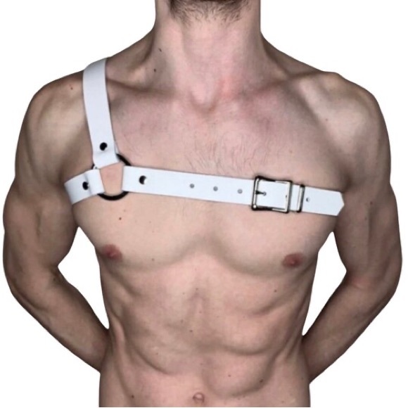 Y-Harness Fetish Mens Leather Harness, Adjustable Body Chest Harness - Picture 4 of 7